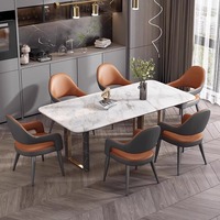 Chaise de salle à manger moderne minimaliste de luxe léger, revêtement en cuir, structure en fer, accoudoirs confortables, mobilier pour la maison, hôtel, restaurant