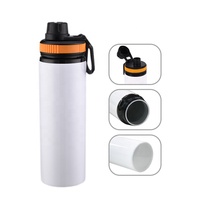 Bouteilles d'eau en aluminium à sublimation de 750 ml à succès avec couvercle à vis et poignée portable, vierges pour sublimation, sans BPA