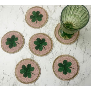 Handmade Classic Style <b>Glass</b> Coaster Custom Lucky Clover Home Decor for Dining <b>Table</b> 5mm Thickness Wholesale - Product Image 1