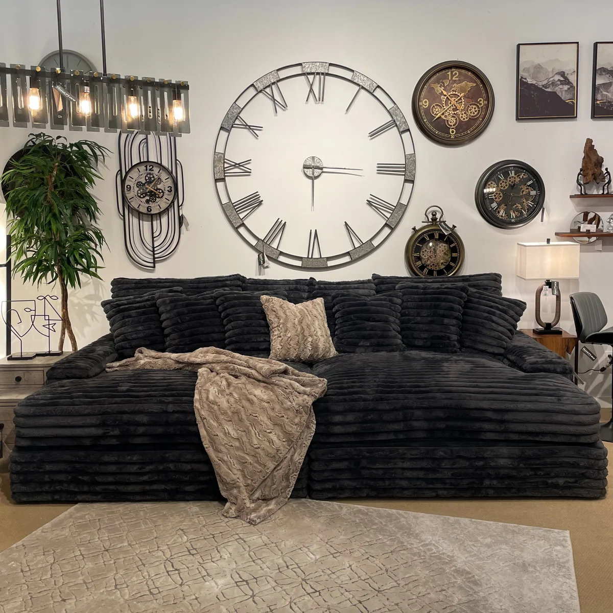 ATUNUS dick gestreiftes Cord-Wollsofa modulares geteiltes Sofa-Couch-Set Little Ted oder Big Ted Tagesplatz Appartment Villa Stoff