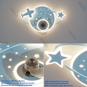 <span class=keywords><strong>Ventilateur</strong></span> de plafond moderne à 6 vitesses silencieux avec télécommande LED, protection des yeux RG0, intensité variable, chambre d'enfant - Product Image 5