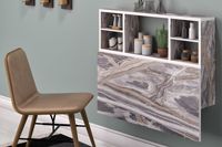 Bureau mural, étagère murale flottante, bureau avec tiroirs, bureau blanc suspendu