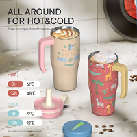 Gobelet isotherme personnalisé Hong Ling pour enfants, 18 oz, en acier inoxydable, avec paille rabattable, revêtement poudré, pour boissons chaudes et froides