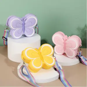 Newest Fashion All Seasons Cute Cartoon Butterfly Shape Lovely Sweet Princess Girls Silicone Shoulder Bag