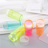 Kit d'estampage Transparent en Silicone, poignée de couleur bonbon, transfert de vernis, pochoir, tampon et grattoir pour Nail Art