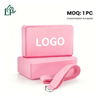 Coussin de yoga pliable avec ensemble de blocs de yoga en EVA (2+1 blocs) et sangle – Accessoire portable pour Pilates et entraînement à domicile