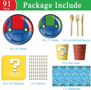 Artículos para Fiestas Temáticas de Videojuegos, Platos de Papel, Servilletas, Mantel, Pajitas y Vasos para Decoración de Fiestas de <span class=keywords><strong>Cumpleaños</strong></span> para Niños - Product Image 4