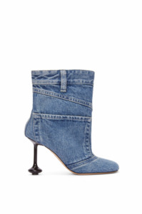 Classic Five Pocket <strong>Trouser</strong> Design Petal Toe Winter Pumps <strong>Girl</strong> Sexy Short Denim Boots for Women Toy Ankle Bootie in Washed Denim - Product Image 3