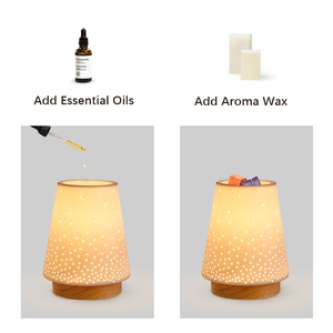 Fabbrica di ceramica di Design essenziale bruciatore a cera elettrico a cera termofusione Aroma lampada diffusore con Base in legno - Product Image 3