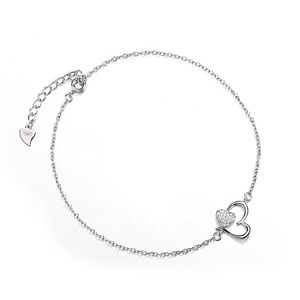 2025 Hot Selling 925 Sterling Silver Summer <strong>Anklet</strong> Double Heart Shape Rose Gold Handmade <strong>Anklet</strong> <strong>Bracelet</strong> for Women Gifts - Product Image 1