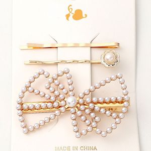 Pince à cheveux irrégulière ajourée avec nœud et perles, style coréen, pince latérale pour usage quotidien, en alliage, fabriquée en Chine - Product Image 2