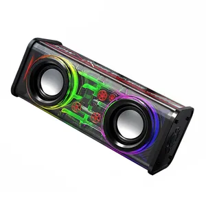 Latest Fashion Creative Mecha Portable Cool RGB Dual Speaker Transparent Bluetooth 5.3 Wireless Speaker For iPhone 13/14 For S22