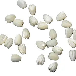 8*11mm Carved Natural Shell Mother Of Pearl Pikake Jasmine Flower Beads for Vintage Hawaiian Jewelry