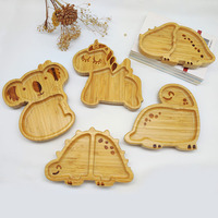 Assiettes à ventouse en bambou écologique bol en bambou naturel de haute qualité enfants bébé assiette ensemble d'alimentation cuillère fourchette vaisselle