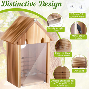 Nichoirs à oiseaux en bois multifonctionnels modernes et améliorés en gros, nichoirs à oiseaux d'extérieur avec fenêtre transparente pour la décoration de la maison - Product Image 3