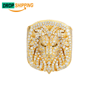 Bague Lion Style Punk Sertie de Diamants Moissanite VVS en Argent Sterling 925 Cadeau Homme Bijoux Hip Hop Personnalisés