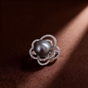 10749DIY Pearl Accessories S925 Pure <b>Silver</b> <b>Ring</b> with Hollow Support 3-4mm Round Korean Style Inlay Jewelry <b>Set</b> - Product Image 2