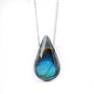 Natural Crystal Labradorite Water Drop Pendant <strong>Painted</strong> Moonstone Raw <strong>Stone</strong> Polished for Souvenir or Model - Product Image 4