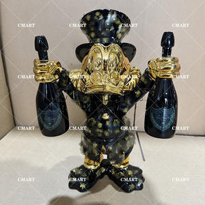 Escultura de Lujo Cromada de Scrooge McDuck, Escultura de Pato de Dos Botellas con Electroplacado Colorido, Figura de Dibujos Animados, Escultura Pop Art - Product Image 3