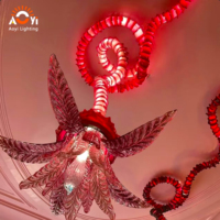 Suspension artistique en verre soufflé à la main, luminaire suspendu pour plafond moyen-haut, idéal pour projets hôteliers, LED dimmable, garantie 5 ans