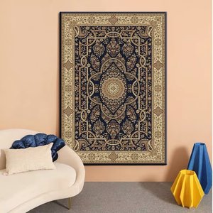 Tapis et tapis noirs et bleus salon grand tapis lavable moelleux imprimé persan Vintage personnalisé tapis de chambre - Product Image 4