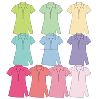 Robe active pour filles, manches courtes, col zippé, jupe-short, pour l'école, le tennis, le golf et les jeux quotidiens