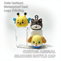 Couvre-tasse en silicone personnalisé en forme de tête d'animal, panda, girafe, licorne, couvercle de thermos, bouchon de bouteille de qualité alimentaire, dessin animé