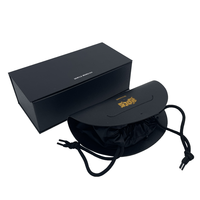 Boîte à lunettes de soleil marque de luxe, personnalisée, boîtes d'emballage, en cuir noir, étuis en papier, avec Logo, 5 pièces