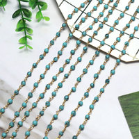 Collier en perles turquoises naturelles, mm, fait à la main, chaîne, chapelet