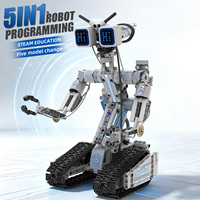 Blocs de construction robotisés 421 pièces en plastique ABS avec yeux LED, télécommande 5-en-1, combat sur chenilles, jouet éducatif STEM pour enfants, cadeau