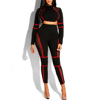 Pakaian Olahraga Wanita Set Dua Potong Model Baru Logo Kustom OEM ODM Pabrik, Baju Yoga Fitness Lengan Panjang Berenda, Set Olahraga Gym
