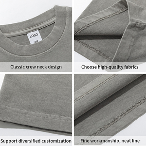 <span class=keywords><strong>T</strong></span>-<span class=keywords><strong>shirt</strong></span> personnalisé pour homme, coupe ample, 250G, en pur coton, délavé et usé style rétro, tendance, <span class=keywords><strong>marque</strong></span> OEM - Product Image 4