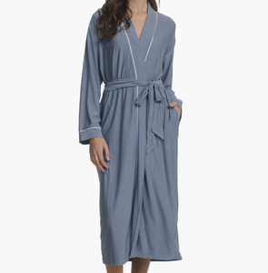 Peignoir en modal pour femme à col <span class=keywords><strong>kimono</strong></span>, doux et rayé, prix de gros usine, vêtements de nuit écologiques pour femmes - Product Image 1