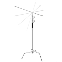 Support photo professionnel en acier inoxydable robuste de 3,3 m avec bras articulé et barre transversale pour éclairage photo, boîte à lumière et réflecteur