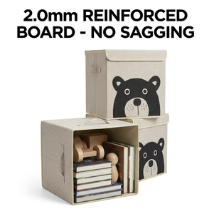 Cube de rangement 100 % non toxique et sans odeur pour chambre d'enfant, bac <span class=keywords><strong>à</strong></span> jouets écologique en tissu vierge 80g avec motif ours mignon, pliable - Product Image 2