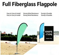 Kit de Herrajes para Bandera Publicitaria Exterior, Mástil de Bandera de Playa, Flexible, Portátil, Resistente al Viento, de Fibra de Vidrio, con Forma de Lágrima