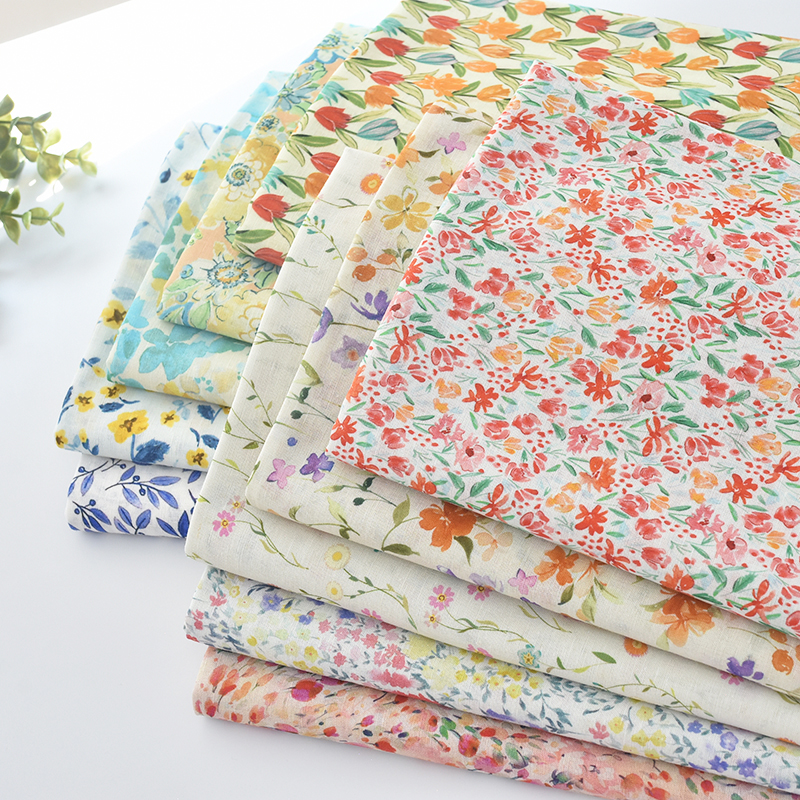 Ткань с цветочным принтом женская, хлопчатобумажная и льняная ткань, мягкая, для платья и одежды, в наличии