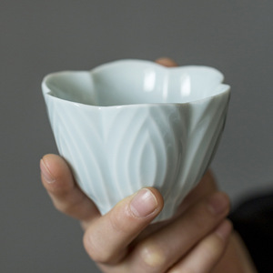 Ceramic Magnolia <b>Teacup</b> Porcelain Embossed Tasting Cup Kung Fu Tea Set Single Cup Pu'er Tea Bowl - Product Image 1