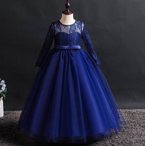 Vestido de Niña para Fiesta de Bodas 2021, Vestido de Princesa de Encaje de Manga Larga para Niñas - Product Image 5