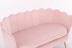 Sofa moderne de coquille de velours de jambes d'or de style nordique de produit commercial de 2 sièges à bas prix