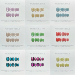 Vente en gros 10pcs bâtonnets à ongles courts carrés oeil de chat multi-couleurs courts <span class=keywords><strong>faux</strong></span> ongles à presser pour les doigts pour les salons - Product Image 1
