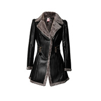 Manteau Trench d'Hiver Personnalisé pour Femme, à Doublure Polaire, avec Col Revers et Veste en Fausse Fourrure et Faux Cuir