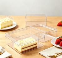 Boîte à dessert rectangulaire multi-tailles en PS de qualité alimentaire, boîte à gâteau en plastique rigide transparente pour emporter, bonbons, confiseries