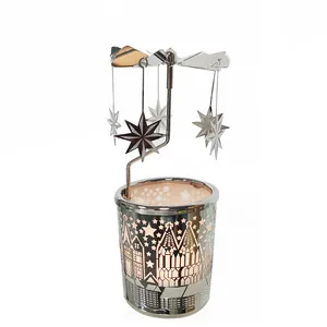 Amazon Offre Spéciale carrousel bougeoir moulin à vent tournant photophore chandelier en métal étoile rotative bougeoir pour les vacances cadeaux