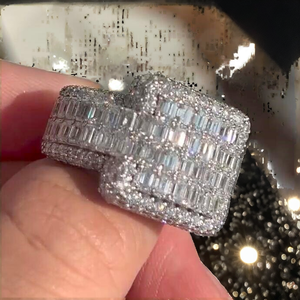 High End Tishya Diamond Moissanite Eternity Band <b>Ring</b> Hip Hop Style Fully Iced <b>925</b> Sterling <b>Silver</b> Brilliant Cut Prong Setting - Product Image 2