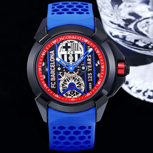 Montre mécanique automatique Jacob Co Epic X Barcelona Football pour homme, bracelet en caoutchouc, cadran à aiguilles, réserve de marche, répétiteur, boîtier de luxe - Product Image 2