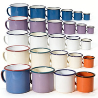Mug de camping émaillé 350 ml (12 oz) avec motif montagne et design intégral, tasse à café réutilisable en métal pour le camping, les voyages et les cadeaux