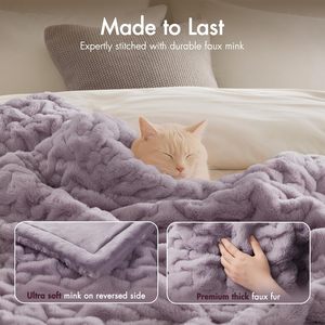 Manta de Piel Sintética de Lujo <span class=keywords><strong>Madison</strong></span> Park, Suave y Acogedora, de Pelo Largo y Cepillado para Cama, Sofá o Sillón - Product Image 2