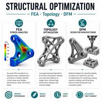 Servicio de Optimización de Diseño Estructural con FEA |   Topología Ligera |   DFM para Moldeo por Inyección e Impresión 3D CNC |   0.05-0.1 mm
