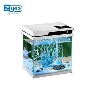 YEE Automatic Feeding Fish Tank Smart Self Cleaning Glass Small Desktop Aquarium Fish Tank With Lamp